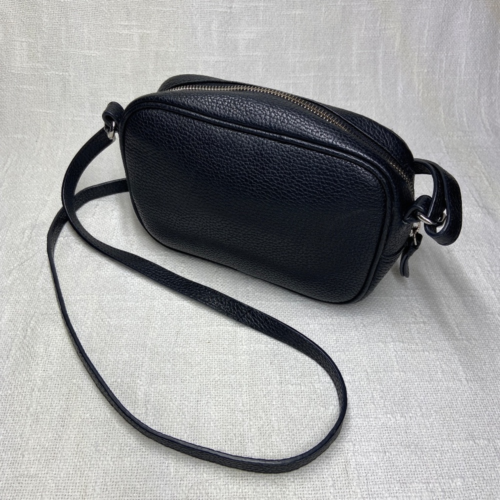 Corder London Cross Body Black Pebble Leather Zip Closure Purse